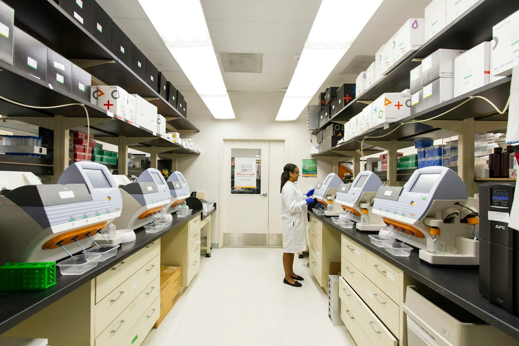 Modern diagnostic laboratory with automated analyzers